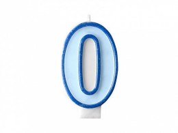 Świeczka urodzinowa Cyferka 0 w kolorze niebieskim 7 centymetrów Partydeco (SCU1-0-001) Partydeco