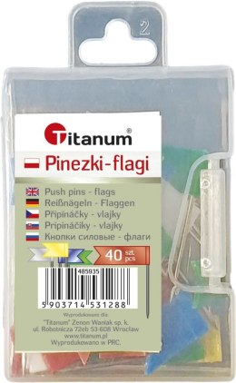 Pinezki Titanum plastikowe flagi kolor: mix 40 szt Titanum