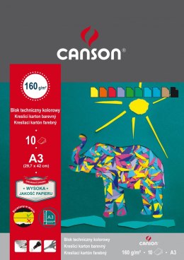 Blok techniczny Canson kolorowy A3 mix 160g 10k [mm:] 297x420 (400075230) Canson