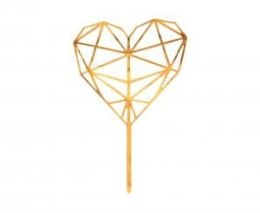 Dekoracja na tort akrylowa na tort Diamond Heart, złota, 16x10 cm Godan (PF-DADH) Godan