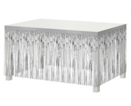 Dekoracja na brzeg stołu B&C, frędzle, srebrna, 80x300 cm Godan (SH-DFSR) Godan