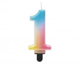 Świeczka urodzinowa cyferka 1, ombre, pastelowa, 8 cm Godan (SF-OPA1) Godan
