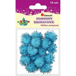 Pompony Titanum Craft-Fun Series brokatowe niebieski 15 szt (338527) Titanum