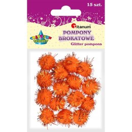 Pompony Titanum Craft-Fun Series brokatowe pomarańczowe 15 szt (338539) Titanum