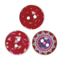 Guziki Titanum Craft-Fun Series plastikowe okrągłe 15mm czerwony 30 szt (191086) Titanum