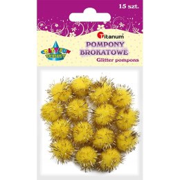 Pompony Titanum Craft-Fun Series brokatowe żółte 15 szt (338545) Titanum
