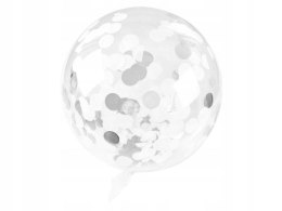 Balon gumowy Arpex konfetti srebrne transparentny 450mm (BLF2527SRE) Arpex