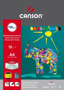 Blok techniczny Canson kolorowy A4 mix 160g 10k [mm:] 210x297 (400075209) Canson