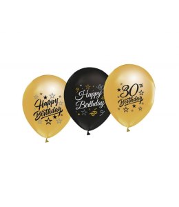 Balon gumowy Godan 30th Birthday czarno złote czarny 300mm 12cal (GP-ZC30) Godan