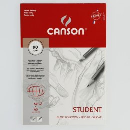 Blok rysunkowy Canson Student klejony A3 biały 90g 50k (100554853) Canson