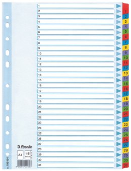 Przekładka numeryczna Esselte Mylar kartonowe A4 mix kolorów 160g 31k 1-31 (100164) Esselte