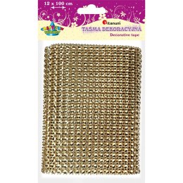 Taśma ozdobna Titanum Craft-Fun Series z kryształkami 120mm złota 1m (363478) Titanum