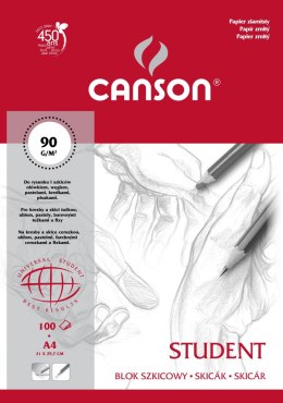 Blok rysunkowy Canson Student A4 biały 90g 100k [mm:] 210x297 (100554858) Canson