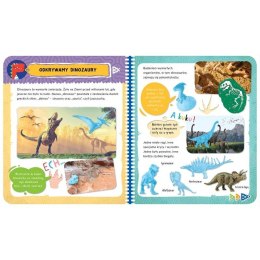 Książeczka edukacyjna Album z naklejkami. Tajemnicze dinozaury. Ciekawostki dla dziec Aksjomat Aksjomat