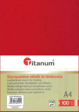 Karton do bindowania skóropodobny A4 czerwony 250g Titanum Titanum