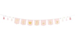 Baner Oh baby z frędzlami, jasny różowy, 2.5 m Partydeco (GRL100-081J) Partydeco