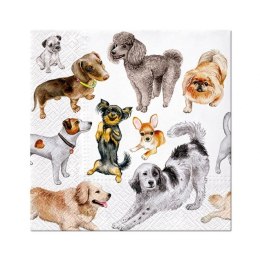 Serwetki Lunch Dogs Happiness mix nadruk bibuła [mm:] 330x330 Paw (SDL132600) Paw