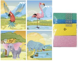 Mozaika Glitter Animals 4 wzory: papuga, flaming, słoń, hipopotam Fun&Joy (FJSR2201) Fun&Joy