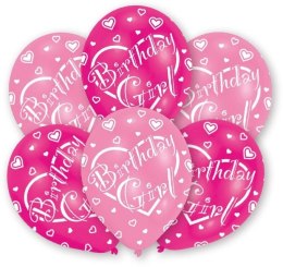 Balon gumowy Amscan 6 szt urodziny różowy jasny (995712) Amscan