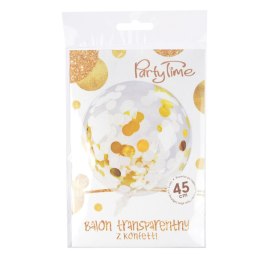 Balon gumowy Arpex Golden party konfetti złote transparentny 450mm (BLF0041ZLO) Arpex