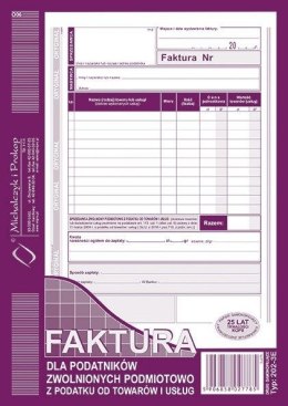 Druk offsetowy Faktura dla podatników zwolnionych z podatku VAT A5 80k. Michalczyk i Prokop (202-3E) Michalczyk i Prokop