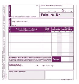 Druk offsetowy Faktura dla podatników zwolnionych podmiotowo z podatku VAT 2/3 A5 80k. Michalczyk i Prokop (204-4E) Michalczyk i Prokop