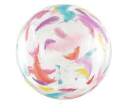 Balon gumowy Godan Aqua - kryształowy, kolorowe piórka mix 510mm 20cal (KR-20KP) Godan
