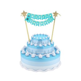Dekoracja na tort Happy Birthday jasnoniebieska Godan (QT-DHBN) Godan