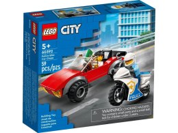 Klocki konstrukcyjne Lego City Motocykl policyjny pościg samochodu (60392) Lego