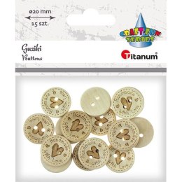 Guziki Titanum Craft-Fun Series 20mm, Handmade with Love naturalny 15 szt (WDY215) Titanum