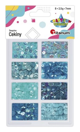 Cekiny Titanum Craft-Fun Series okrągłe zestaw 8 kolorów niebieskie (3G8P 160161) Titanum