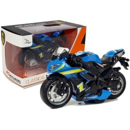Motocykl z Napędem Frykcyjnym Na Baterie Dźwiękiem 1:14 Niebieski Lean (5971) Lean
