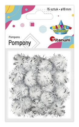 Pompony Titanum Craft-Fun Series brokatowe białe 15 szt (338524) Titanum
