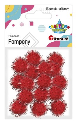 Pompony Titanum Craft-Fun Series brokatowe czerwone 15 szt (338529) Titanum