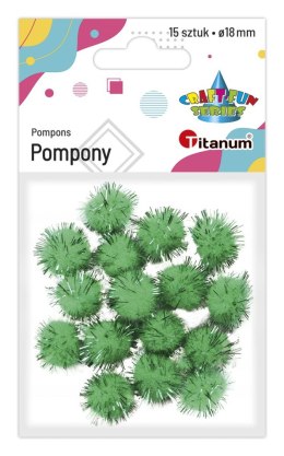 Pompony Titanum Craft-Fun Series brokatowe zielone 15 szt (338536) Titanum