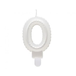 Świeczka urodzinowa cyferka 0, perłowa biała, 7 cm Godan (SF-PBI0) Godan