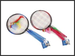 Zestaw do badmintona rakietki 44x22cm z lotką oraz z piłeczką z piórkami Hipo (720097) Hipo