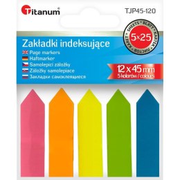 Zakładka indeksująca papierowa 12x44mm 5 kolorów fluo STRZAŁKI Titanum