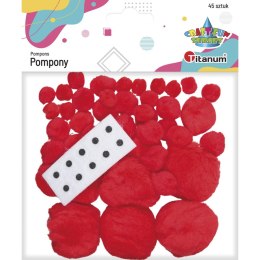 Pompony Titanum Craft-Fun Series akrylowe czerwone 45 szt Titanum