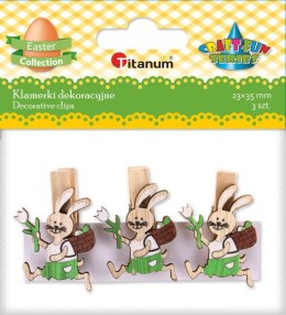 Ozdoba drewniana Titanum Craft-Fun Series klamerki króliki z koszykiem (2324040) Titanum