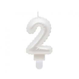 Świeczka urodzinowa cyferka 2, perłowa biała, 7 cm Godan (SF-PBI2) Godan