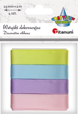 Wstążka Titanum Craft-Fun Series 4 kolory 15mm mix 2m (2324015-D) Titanum