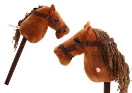 Pluszak interaktywny Głowa Konia Na Kiju Hobby Horse Koń Długowłosy Brązowy Dźwięki Lean (19534) Lean