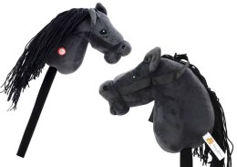 Pluszak interaktywny Głowa Konia Na Kiju Hobby Horse Koń Długowłosy Czarny Dźwięki Lean (19535) Lean